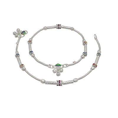Silver Women Fancy Anklet ( 9.5 in ) Silver Women Fancy Anklet ( 9.5 in )
