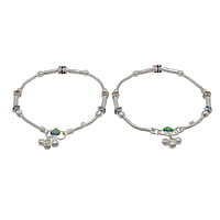 Silver Women Fancy Anklet ( 9.5 in )
