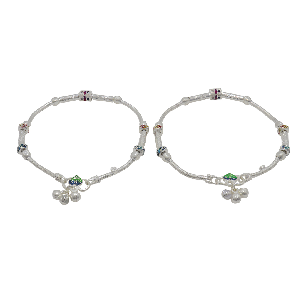 Silver Women Fancy Anklet ( 9.5 in )