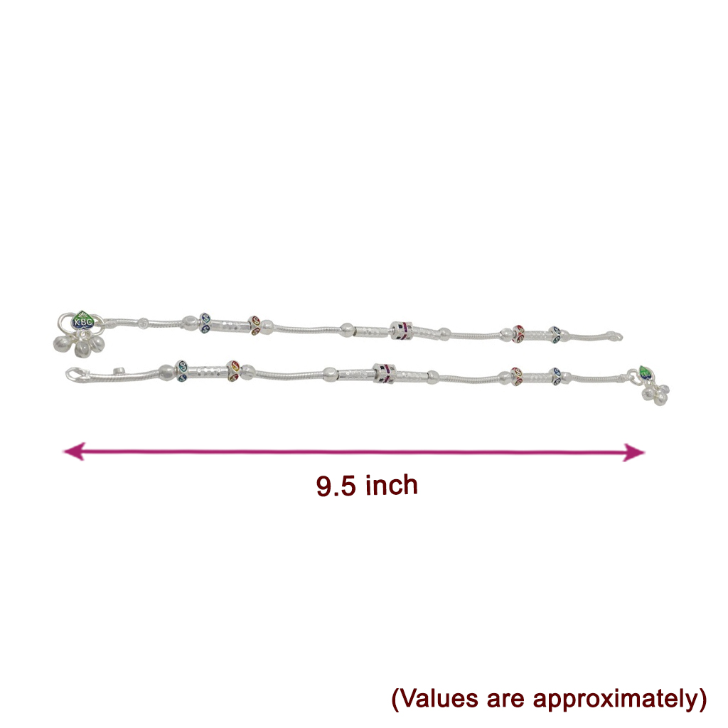 Silver Women Fancy Anklet ( 9.5 in )