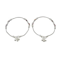 Silver Multi Color Box Balls Anklet