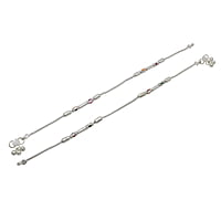Silver Multi Color Box Balls Anklet