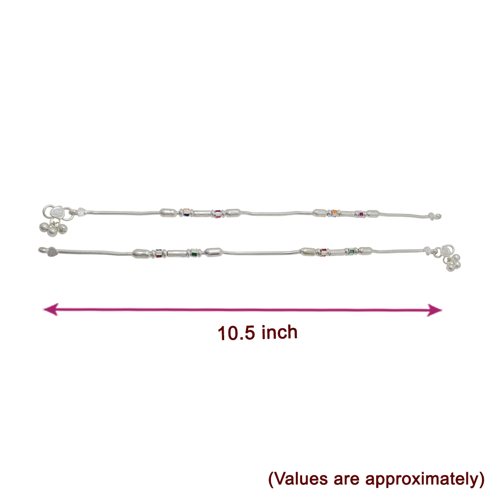 Silver Multi Color Box Balls Anklet