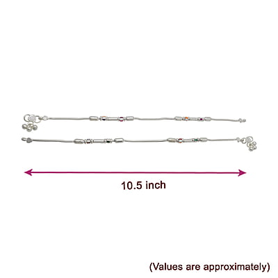 Silver Multi Color Box Balls Anklet