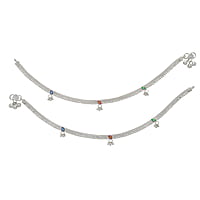 Silver Enamel Fancy Anklet