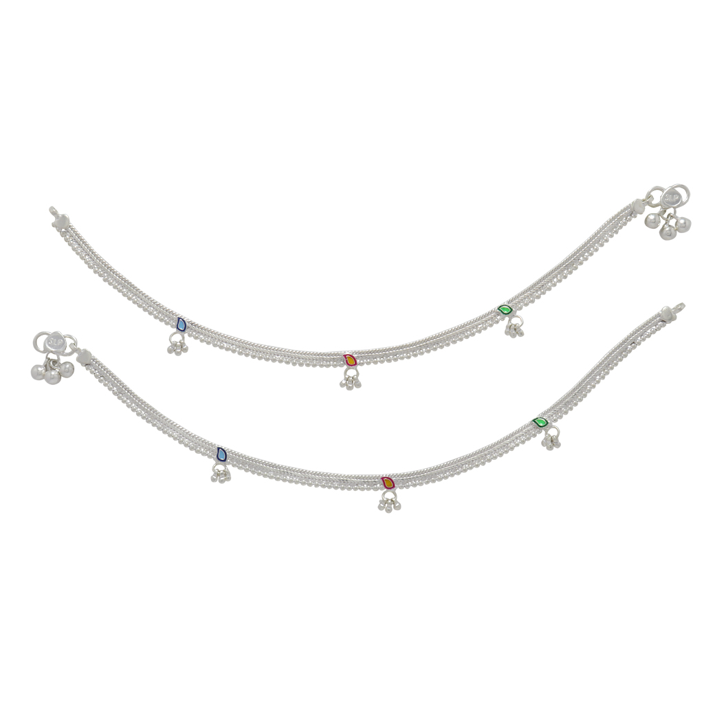 Silver Enamel Fancy Anklet