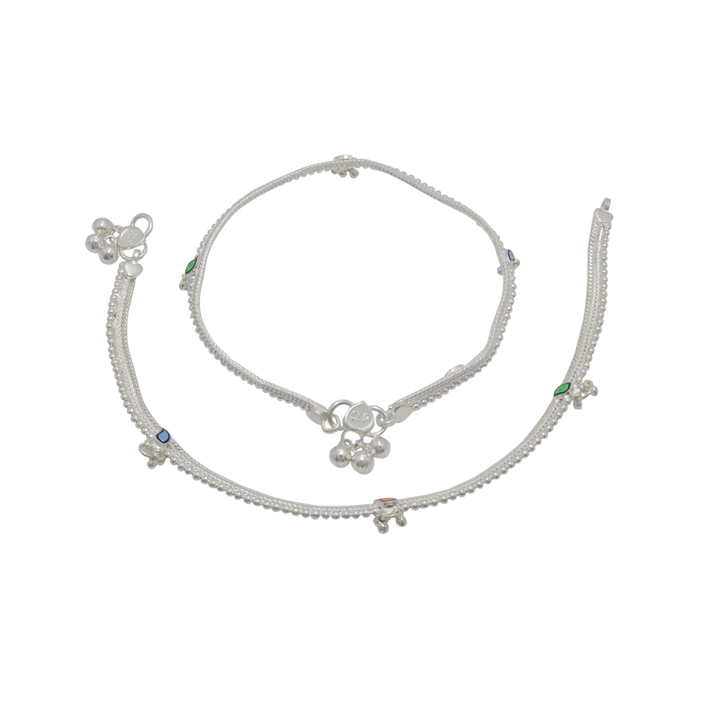 Silver Enamel Fancy Anklet