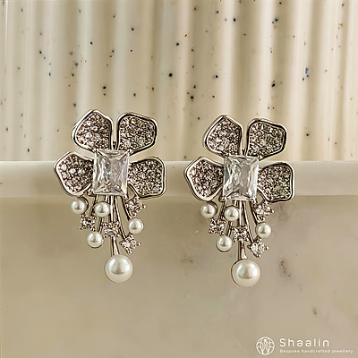 Enchanted Brilliance Silver Diamond Dust Linear Drops