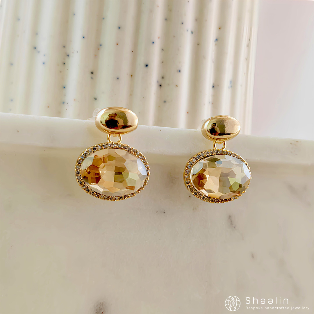 Monochrome Mirage Matted Stone Curve Earrings