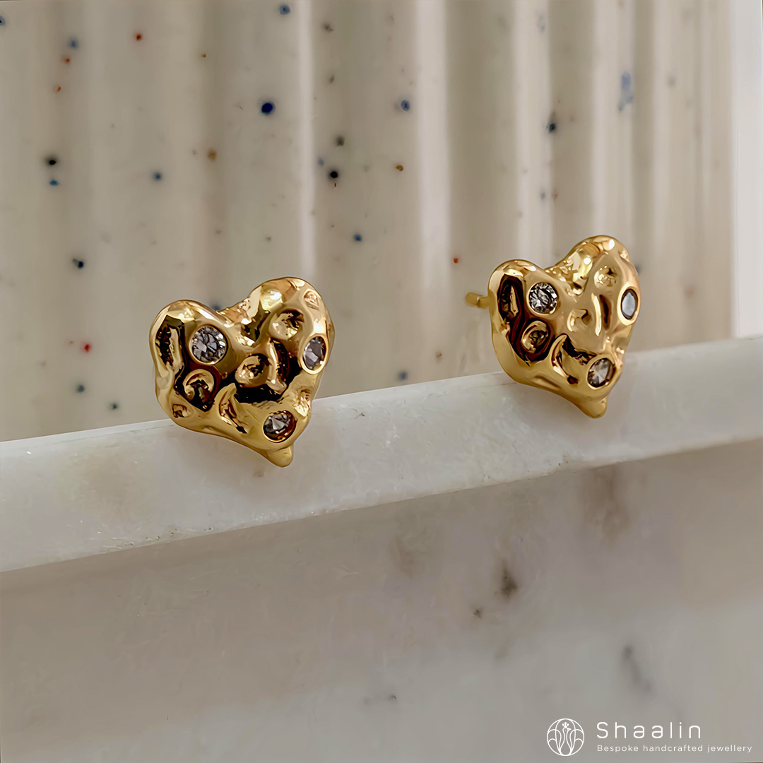 Hammered Heart Studs