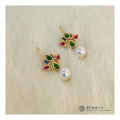 Sterling Silver Based Lotus Inspired Hoops Multicolored