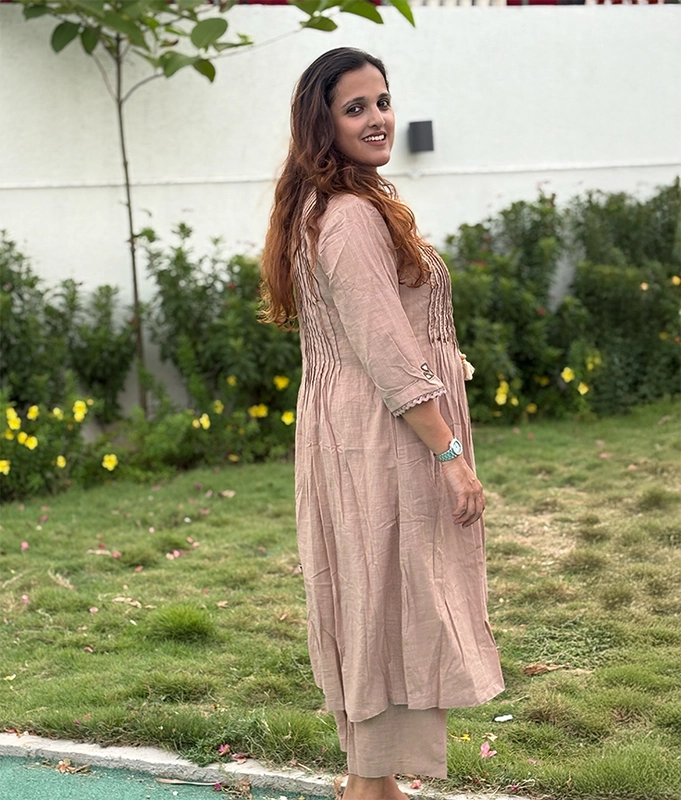 Biscuit Pintuck Kurta Set