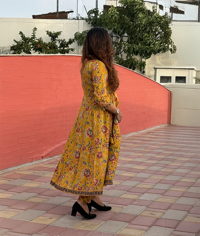 Mustard  Anarkali Suit Set