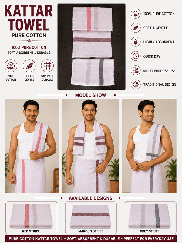 4inch x 8inch Cotton Takkar Towel – Whit