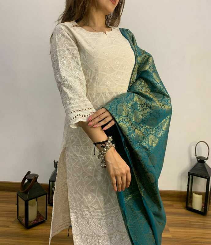 Chikan Suit with Banarasi Dupatta-1