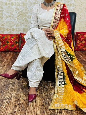 Chikankari Salwar Shaded Bandhani Dupatta Set Catalogue 1-OffWhite-2 Chikankari Salwar Shaded Bandhani Dupatta Set Catalogue 1-OffWhite-2