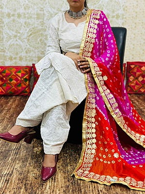 Chikankari Salwar Shaded Bandhani Dupatta Set Catalogue 1-OffWhite-4 Chikankari Salwar Shaded Bandhani Dupatta Set Catalogue 1-OffWhite-4