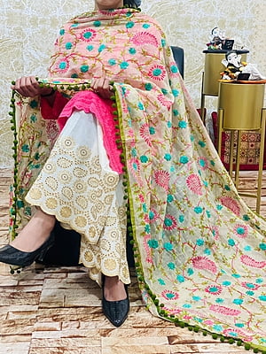 Chikankari Suit With Handwork Dupatta Catalogue 1-Peach-1 Chikankari Suit With Handwork Dupatta Catalogue 1-Peach-1