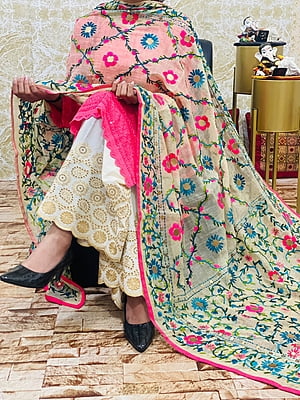 Chikankari Suit With Handwork Dupatta Catalogue 1-Peach-2 Chikankari Suit With Handwork Dupatta Catalogue 1-Peach-2