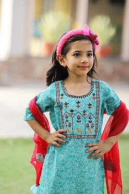 Alluring Mother Daughter Salwar Kameez Combo Catalogue 1-Blue-2