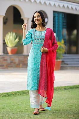 Alluring Mother Daughter Salwar Kameez Combo Catalogue 1-Blue-3