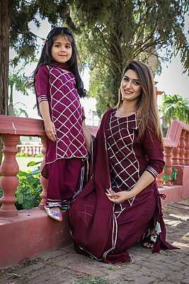 Alluring Mother Daughter Salwar Kameez Combo Catalogue 2-Wine-2