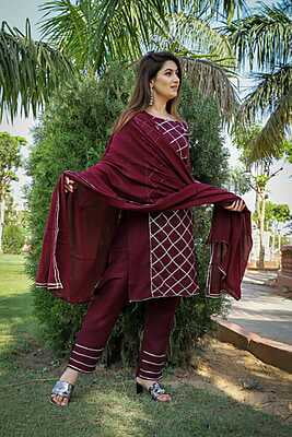 Alluring Mother Daughter Salwar Kameez Combo Catalogue 2-Wine-4