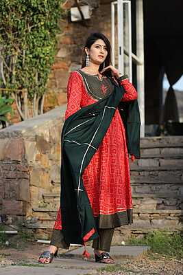 Alluring Mother Daughter Salwar Kameez Combo Catalogue 3-Red-2