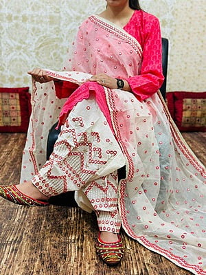 Mirror Salwar Dupatta Set-Peach Mirror Salwar Dupatta Set-Peach