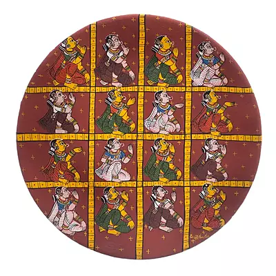 Cherial Dancing Figures Grid Hand Painted Wall Plate