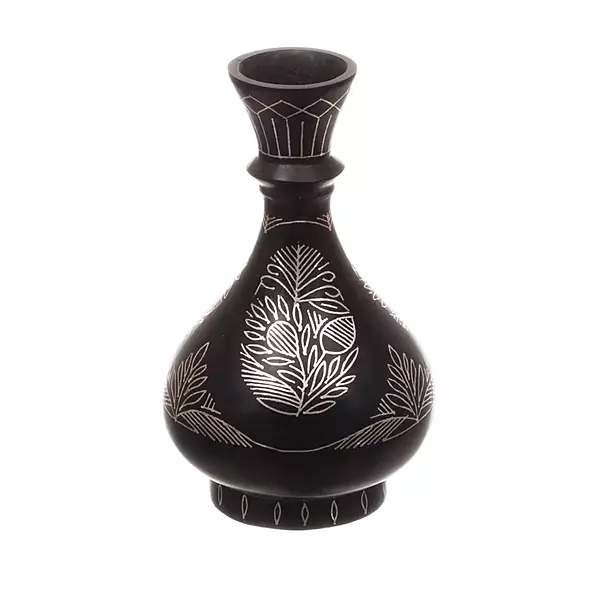Bidriware Flower Vase | Black Metal Silver Inlay Floral Vase
