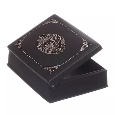 Handcrafted Bidriware Jewellery Box – Black Metal Silver Inlay Square Trinket Case Handcrafted Bidriware Jewellery Box – Black Metal Silver Inlay Square Trinket Case