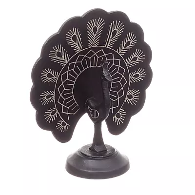 Handcrafted Bidriware Dancing Peacock – Black Metal Silver Inlay Fan‑Tail Showpiece Handcrafted Bidriware Dancing Peacock – Black Metal Silver Inlay Fan‑Tail Showpiece