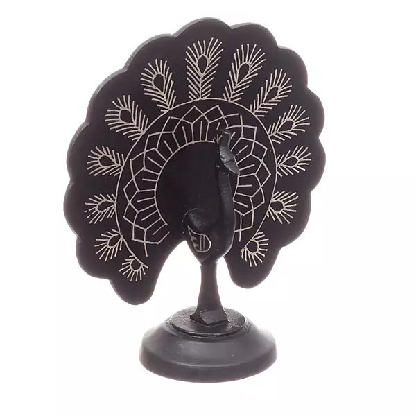 Handcrafted Bidriware Dancing Peacock – Black Metal Silver Inlay Fan‑Tail Showpiece Handcrafted Bidriware Dancing Peacock – Black Metal Silver Inlay Fan‑Tail Showpiece