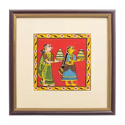 Telangana Women with Bathukamma Framed Cherial  Painting