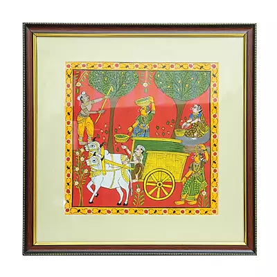 Cherial Village Bullock Cart & Harvest Framed Painting