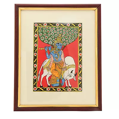 Cherial Krishna with Cow Framed Painting | Telangana