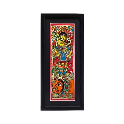 Madhubani Goddess Durga on Lion | Vibrant Mithila Folk Art Framed Painting Madhubani Goddess Durga on Lion | Vibrant Mithila Folk Art Framed Painting