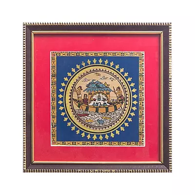 Odisha Pattachitra Tribal Boat House Framed Art Odisha Pattachitra Tribal Boat House Framed Art