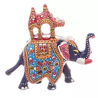 Hand-Painted Rajasthani Elephant Metal Showpiece Hand-Painted Rajasthani Elephant Metal Showpiece