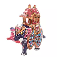 Hand-Painted Rajasthani Elephant Metal Showpiece Hand-Painted Rajasthani Elephant Metal Showpiece