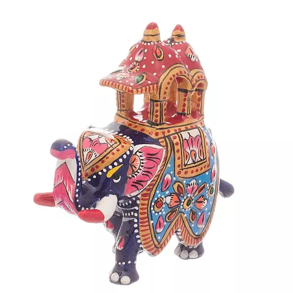 Hand-Painted Rajasthani Elephant Metal Showpiece Hand-Painted Rajasthani Elephant Metal Showpiece