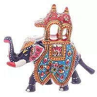 Hand-Painted Rajasthani Elephant Metal Showpiece Hand-Painted Rajasthani Elephant Metal Showpiece