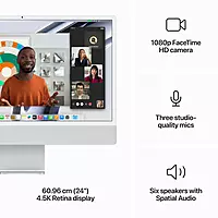 Apple iMac (Apple M3 Chip/ 8-core CPU/ 8GB RAM/ 512GB SSD/ 24-inch (60.96 cm) 4.5K Retina display / 10-core GPU/ macOS/ Silver) | MQRK3HN/A