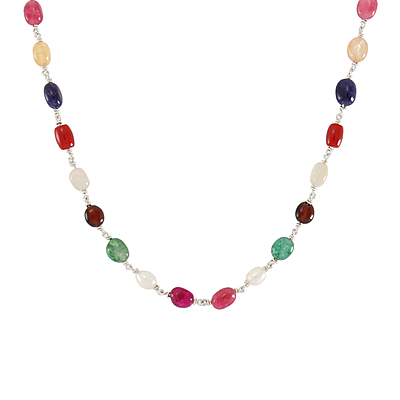 Silver Tied Navarathna Malai