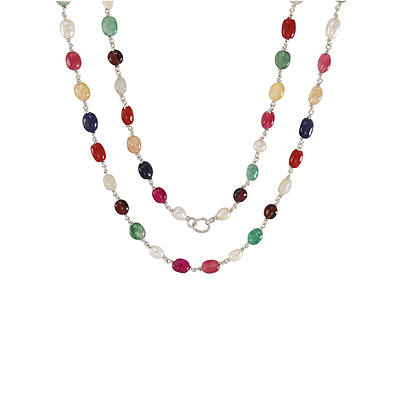 Silver Tied Navarathna Malai