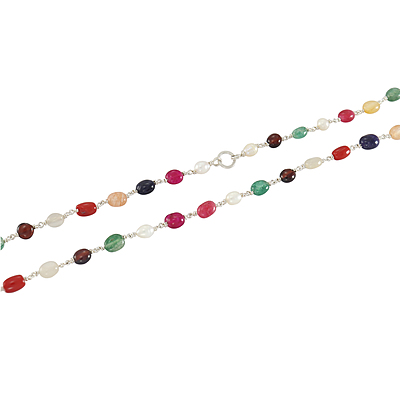 Silver Tied Navarathna Malai