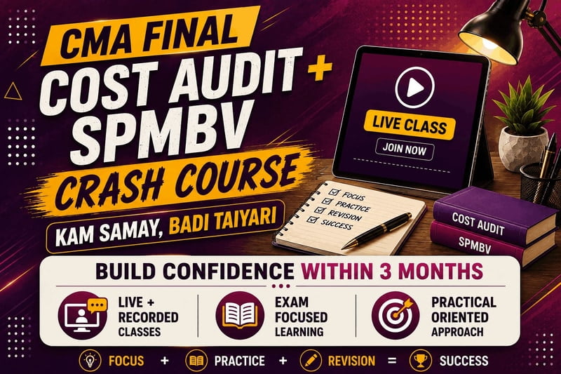 CMA Final Group 4 (SPMBV & CMAD) Crash Course Combo By CA Satish Jalan & CA Satish Sureka for Dec 26