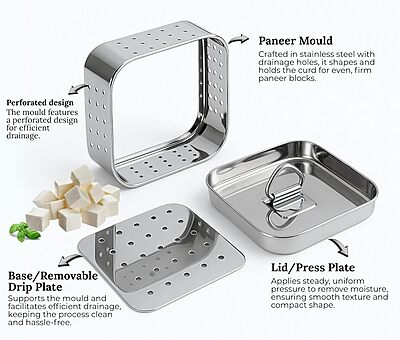 Granny Kitchen Stainless Steel Square Paneer Maker 250 ml