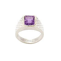 Pure Silver Amethyst Stone Ring-Purple